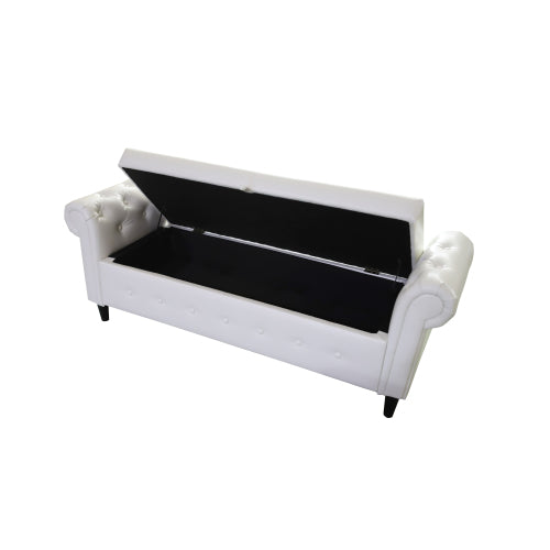 White Multifunctional Storage Rectangular Sofa Stool