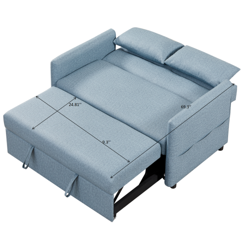 2033 sky blue cloth grain leather (PU)) leisure two-seat sofa