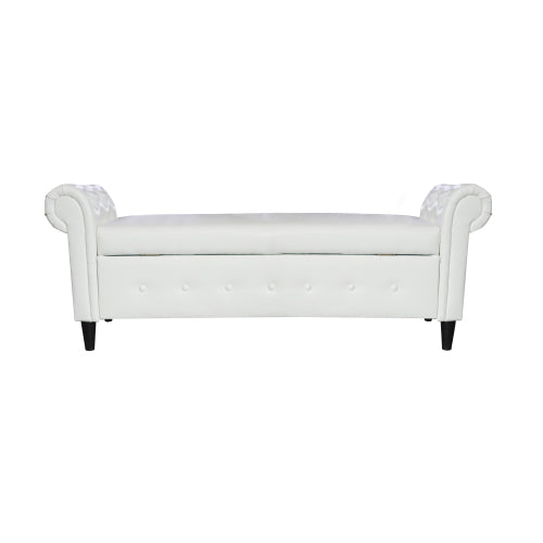 White Multifunctional Storage Rectangular Sofa Stool