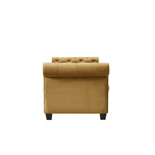 2038 Brown Pleuche Rectangular Large Sofa Stool