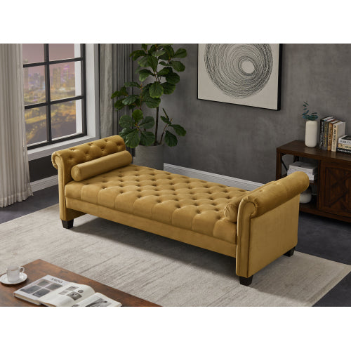 2038 Brown Pleuche Rectangular Large Sofa Stool