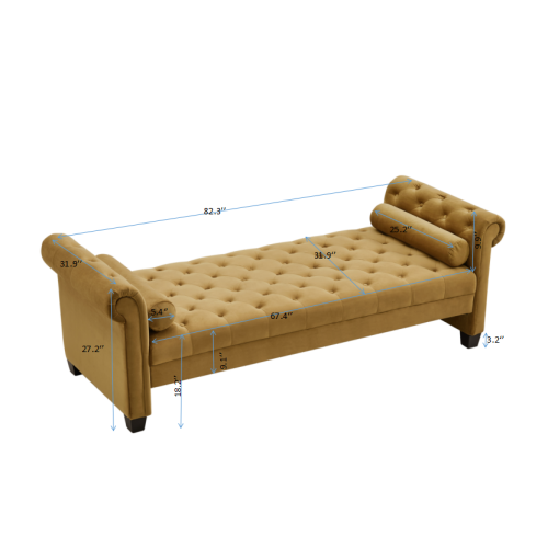 2038 Brown Pleuche Rectangular Large Sofa Stool