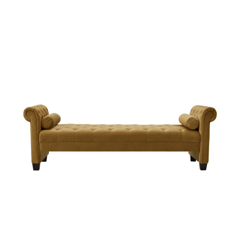 2038 Brown Pleuche Rectangular Large Sofa Stool