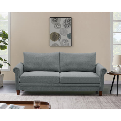 Grey Frosted Cat\'s Claw Three-Seater Fabric Sofa