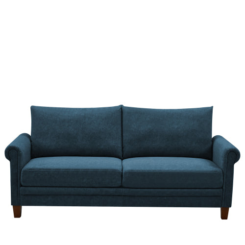 Three-seater fabric sofa in blue frosted cat\'s paw cloth