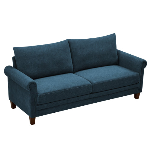 Three-seater fabric sofa in blue frosted cat\'s paw cloth