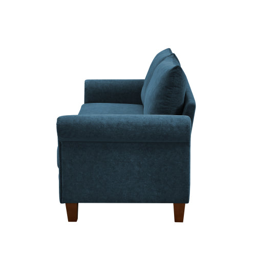 Three-seater fabric sofa in blue frosted cat\'s paw cloth