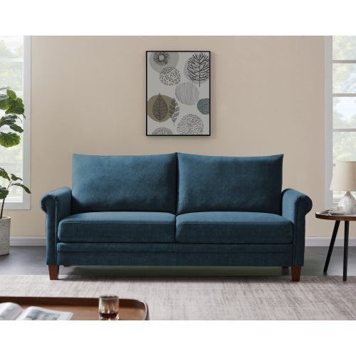 Three-seater fabric sofa in blue frosted cat\'s paw cloth