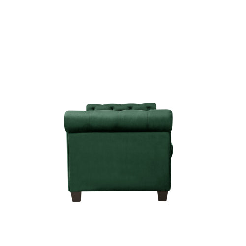 2038 Green Pleuche Rectangular Large Sofa Stool