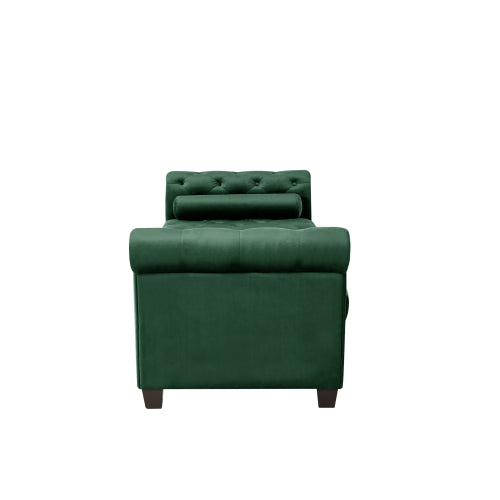 2038 Green Pleuche Rectangular Large Sofa Stool